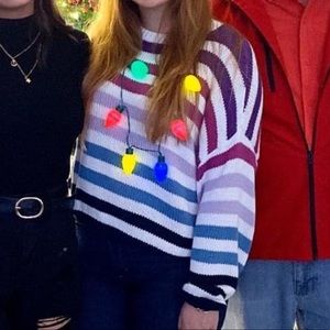 Cropped striped sweater large